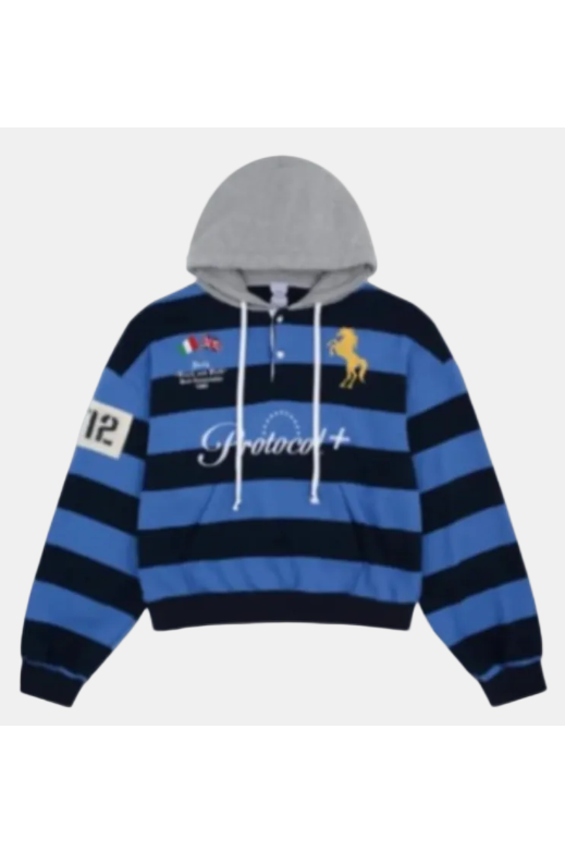 Hoodie Polo Rugby Y2K Oversize -  Rayé Vintage "Protocol"
