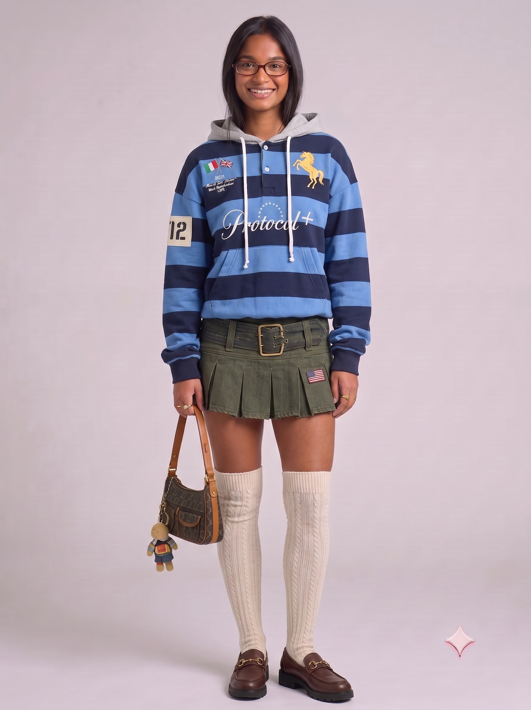 Hoodie Polo Rugby Y2K Oversize -  Rayé Vintage "Protocol"